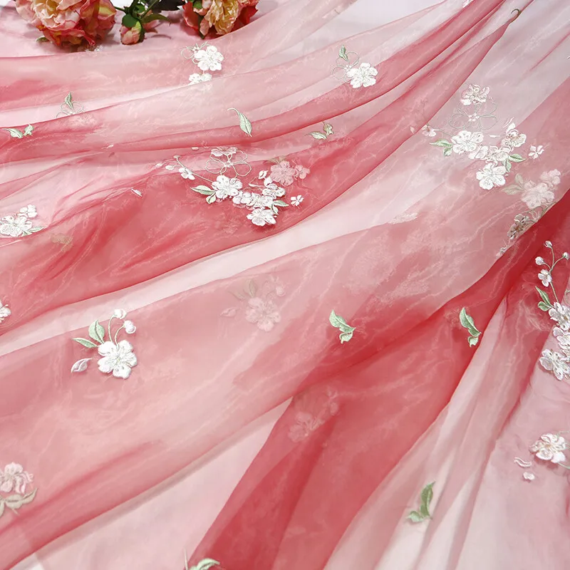 Sewing Batik Fabric - 1m 꽃 배꽃 천 자수 쉬폰