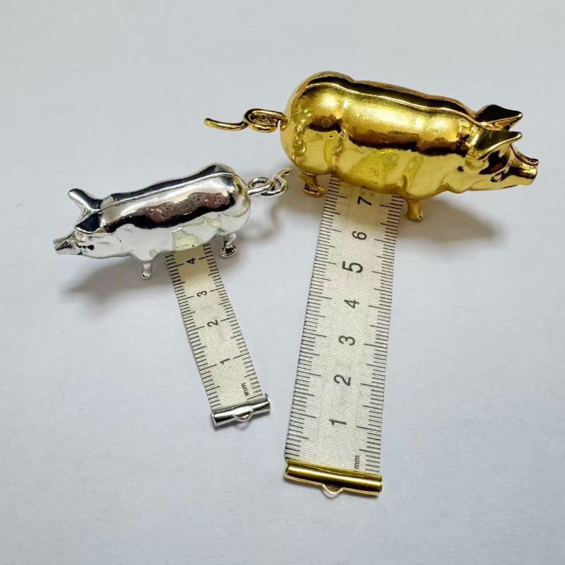 Sewing Gauge Ruler - (Ce14) 앤티크 돼지 모양 미니 줄자,