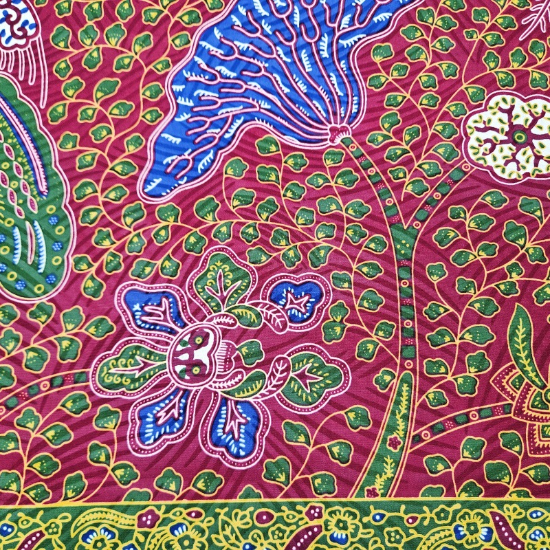 46인치 * 6야드 녹색 잎사귀 프린트 레드 아프리카  - Sewing Batik Fabric 리뷰 및 가격