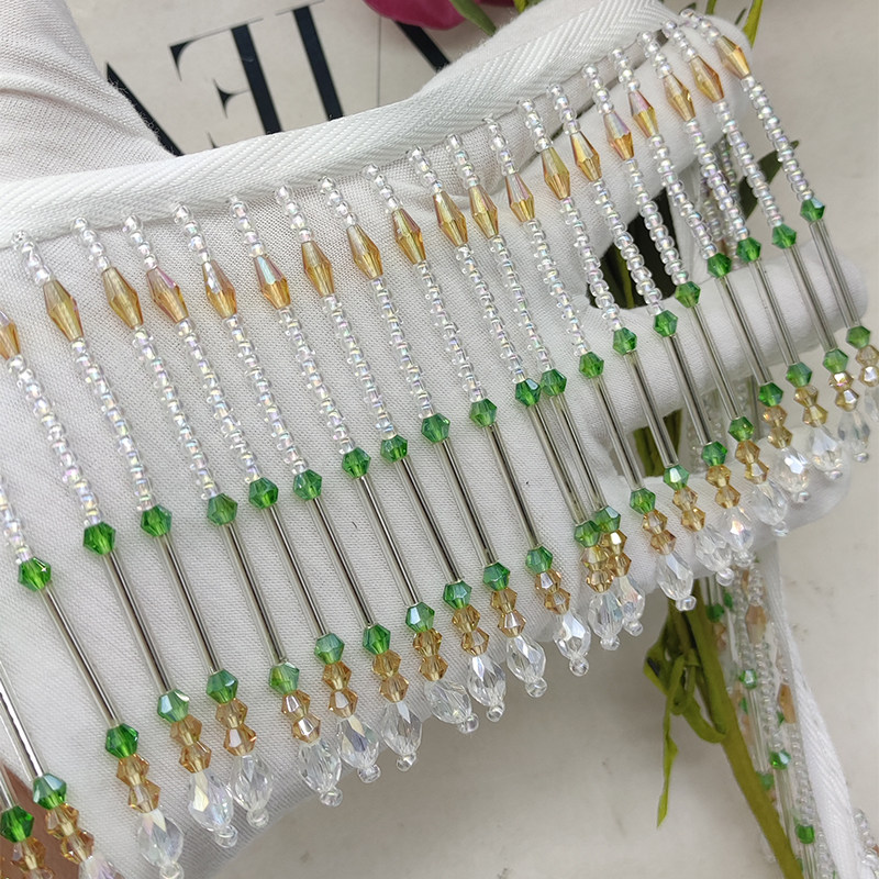 45x8cm 크기의 수제 유리 크리스털 비즈 장식 술  - Vintage Sewing Textile 리뷰 및 가격