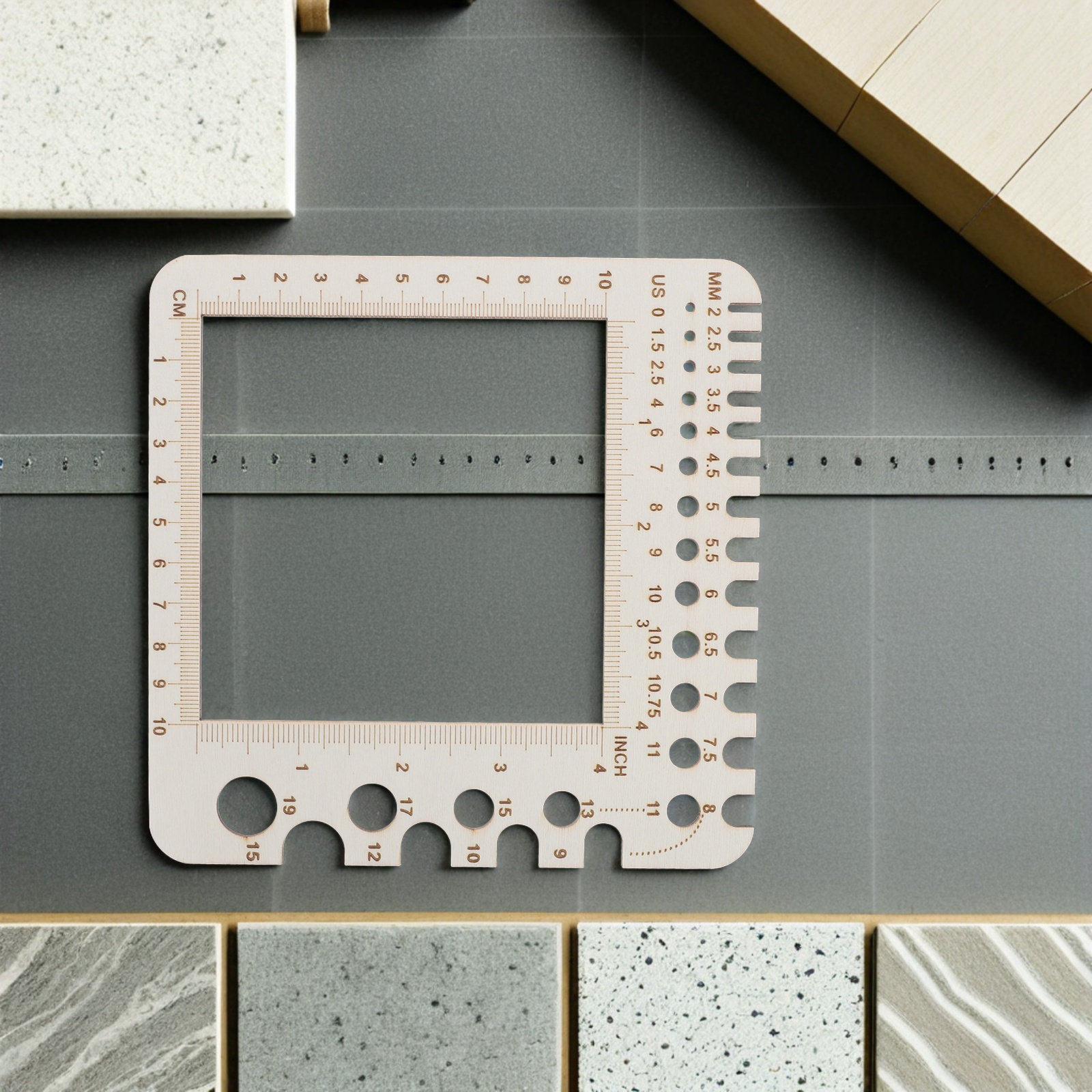 2개 세트 나무 뜨개질 측정 도구, 크로셰 뜨개질용 자 - Sewing Gauge Ruler 리뷰 및 가격