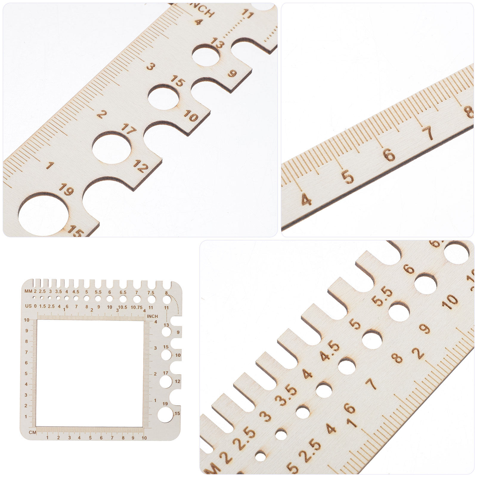 2개 세트 나무 뜨개질 측정 도구, 크로셰 뜨개질용 자 - Sewing Gauge Ruler 리뷰 및 가격